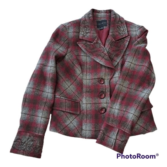 TRIBAL womens coat jacket pink & gray wool size 8 - Picture 4 of 14